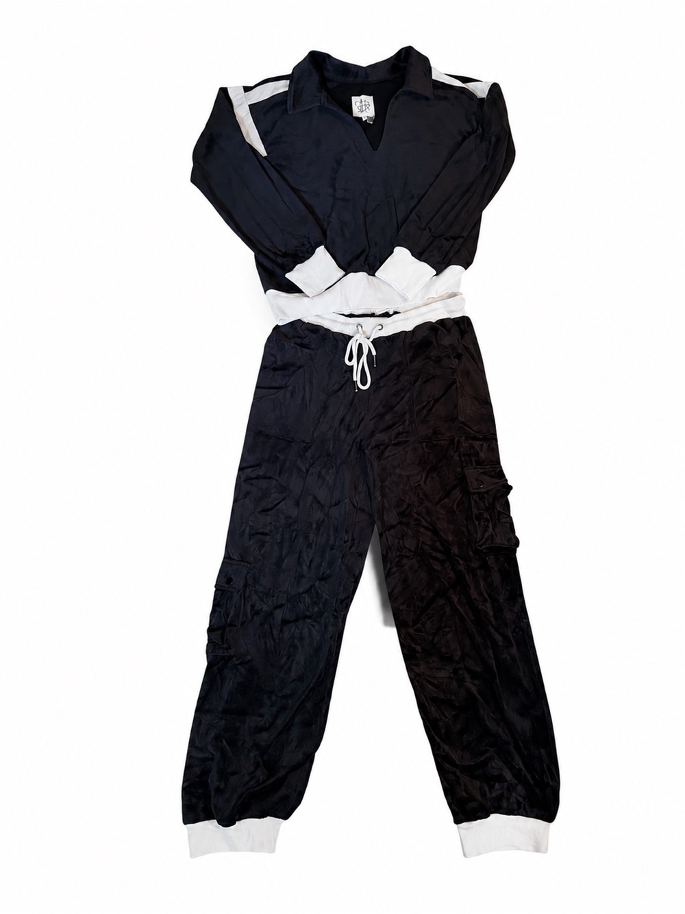 Chaser velvet black & ivory Cargo Jogger Set Size M